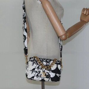 CHANEL Mini Matelasse 20 Chain Single Flap Bag Nylon 2way White CC Auth